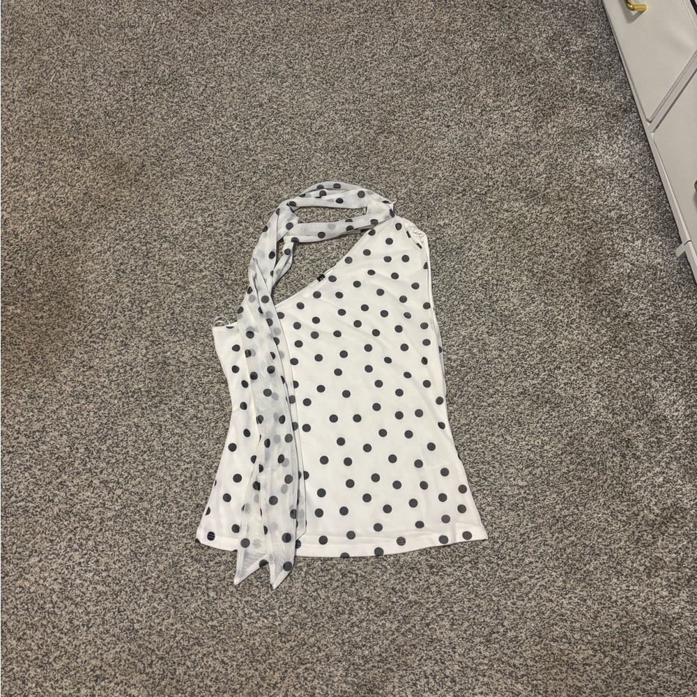 H&M White Polka Dot Tank Top